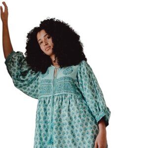 Naked Generation Hand Blocked Prairie Blouse Womens Size M Boho Peasant Shirt